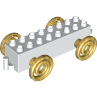 Visuel indicatif Rebrickable de Duplo Car Base 2 x 8 x 1 1/2 avec grandes roues dorées et spirales (Duplo Car Base 2 x 8 x 1 1/2 with Large Gold Spoked and Spiraled Wheels)