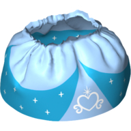 Visuel indicatif Rebrickable de Jupe Duplo en satin superposé avec peplum bleu clair vif, cœur blanc et motif imprimé étoiles (Duplo Skirt Satin Layered with Bright Light Blue Peplum, White Heart and Stars Print)