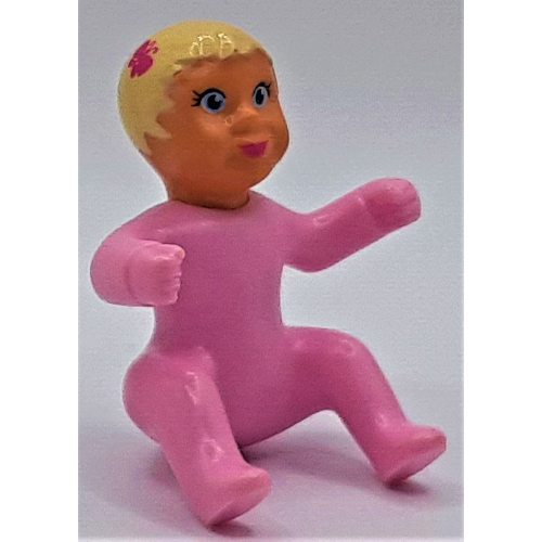 Visuel indicatif Rebrickable de Belville figurine bébé, cheveux jaune clair, motif imprimé papillon rose foncé (Belville Figure Baby, Light Yellow Hair, Dark Pink Butterfly Print)