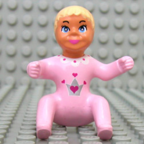 Visuel indicatif Rebrickable de Belville figurine bébé, cheveux jaune clair, motif imprimé couronne (Belville Figure Baby, Light Yellow Hair, Crown Print)