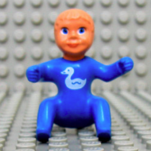 Visuel indicatif Rebrickable de Belville figurine Bébé, Cheveux Nougat, Canard motif imprimé (Belville Figure Baby, Nougat Hair, Duck Print)