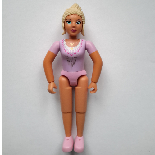 Visuel indicatif Rebrickable de Belville figurine Coudes fixes, Femme, Cheveux beige, Cheveux jaune clair, Chaussures roses brillantes (Reine) (Belville Figure Fixed Elbows, Female, Tan Hair, Light Yellow Hair, Bright Pink Shoes (Queen))