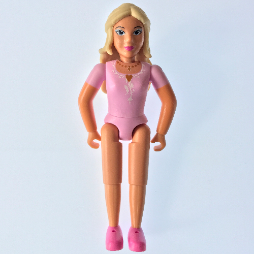 Visuel indicatif Rebrickable de Belville figurine Coudes fixes, Femme, Cheveux beige, Chaussures rose foncé, haut rose (Princesse) (Belville Figure Fixed Elbows, Female, Tan Hair, Dark Pink Shoes, Pink Top (Princess))