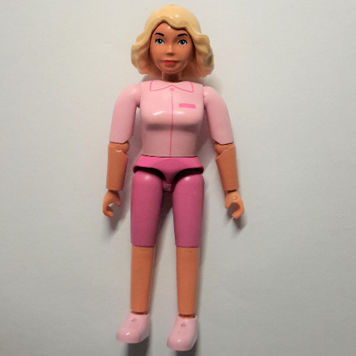 Visuel indicatif Rebrickable de Belville figurine Coudes articulés, femelle, cheveux jaune clair, short rose foncé, chemise rose (Belville Figure Articulated Elbows, Female, Light Yellow Hair, Dark Pink Shorts, Pink Shirt)