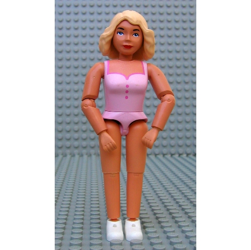 Belville figurine Articulé coudes, femelle, cheveux jaune clair, modèle imprimé maillot de bain rose (Belville Figure Articulated Elbows, Female, Light Yellow Hair, Pink Swimsuit Print)