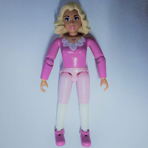 Belville figurine Coudes articulés, femelle, cheveux jaune clair, haut rose foncé avec motif imprimé à manches longues (Queen Rose) (Belville Figure Articulated Elbows, Female, Light Yellow Hair, Dark Pink Top with Long Sleeves Print (Queen Rose))