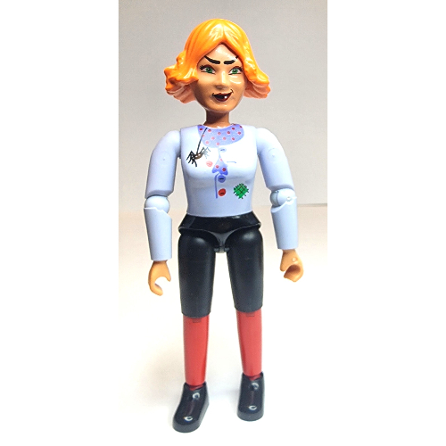 Belville figurine coudes articulés, femelle, cheveux orange, écharpe à pois et motif imprimé araignée (sorcière madame givre) (Belville Figure Articulated Elbows, Female, Orange Hair, Polka-dot Scarf and Spider Print (Witch Madam Frost))