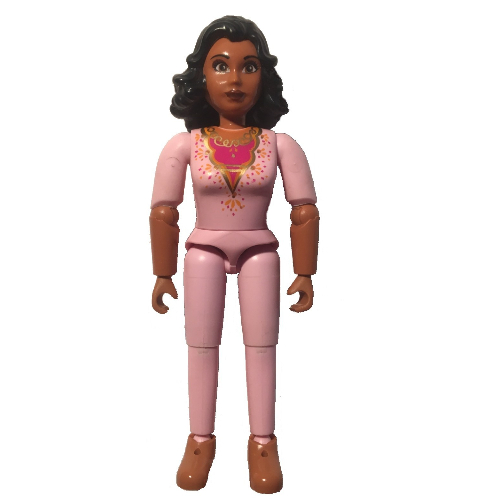 Visuel indicatif Rebrickable de Belville figurine Coudes articulés, femelle, cheveux noirs, torse et jambes rose clair (Safran) (Belville Figure Articulated Elbows, Female, Black Hair, Light Pink Torso and Legs (Safran))