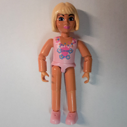 Belville figurine Articulé Coudes, Enfant, Femme, Jaune clair Cheveux, Fleur de cerisier Rose haut imprimé sans manches (Belville Figure Articulated Elbows, Child, Female, Light Yellow Hair, Cherry Blossom Pink Sleeveless Top Print)
