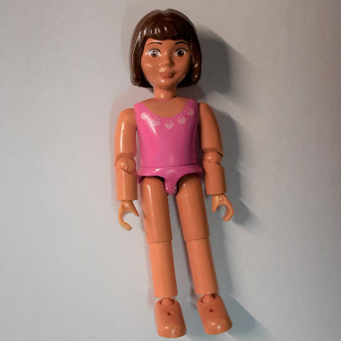 Visuel indicatif Rebrickable de Belville figurine Coudes articulés, enfant, femme, cheveux bruns, maillot de bain rose foncé (Belville Figure Articulated Elbows, Child, Female, Brown Hair, Dark Pink Swimsuit)