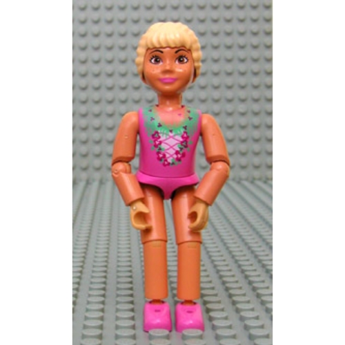Belville figurine Articulé Coudes, Enfant, Femme, Jaune clair Cheveux, Rose foncé Lacé haut imprimé (Princesse Vanille) (Belville Figure Articulated Elbows, Child, Female, Light Yellow Hair, Dark Pink Laced Top Print (Princess Vanilla))