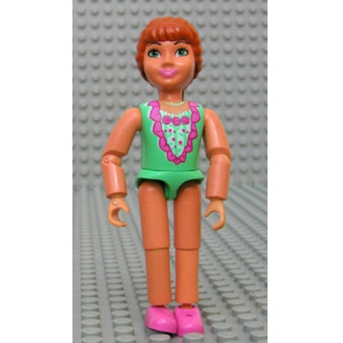 Visuel indicatif Rebrickable de Belville figurine Coudes articulés, Enfant, Femme, Cheveux orange foncé, Maillot de bain avec fleurs (Princesse Flore) (Belville Figure Articulated Elbows, Child, Female, Dark Orange Hair, Swimsuit with Flowers (Princess Flora))