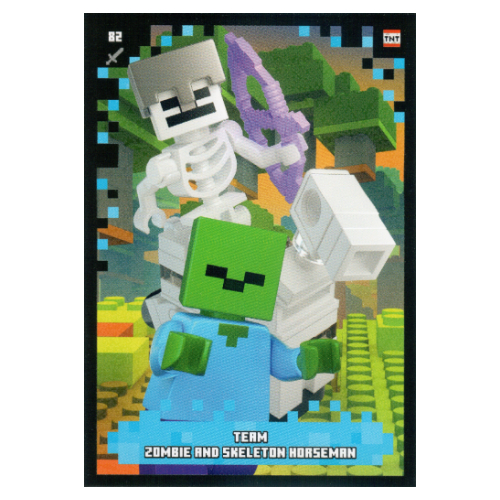 Visuel indicatif Rebrickable de Carte à collectionner, Minecraft série 2 boom-bastic, carte standard - équipe zombie et squelette cavalier (Trading Card, Minecraft Series 2 Boom-Bastic, Standard Card - Team Zombie and Skeleton Horseman)