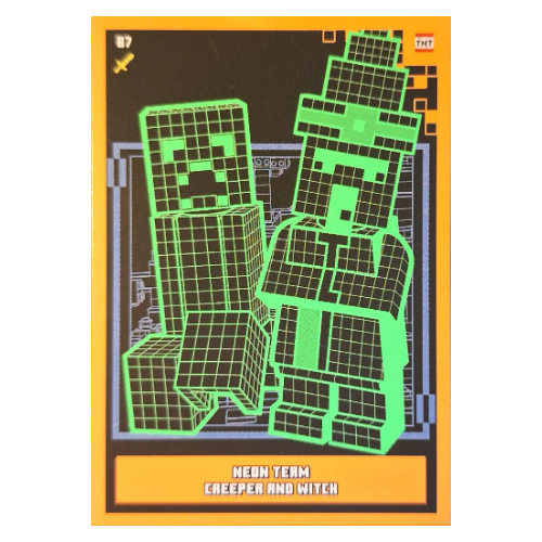 Visuel indicatif Rebrickable de Carte à collectionner, Minecraft série 2 boom-bastic, carte standard - équipe fluen creeper et sorcière (Trading Card, Minecraft Series 2 Boom-Bastic, Standard Card - Neon Team Creeper and Witch)