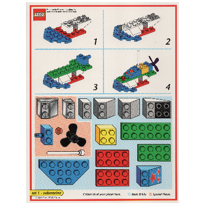 Visuel indicatif Rebrickable de Carte modèle de jeu de plateau créateur (rouge): sous-marin (Creator Board Game Model Card (Red): Submarine)