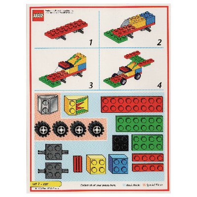 Visuel indicatif Rebrickable de Carte modèle de jeu de plateau créateur (rouge): voiture (Creator Board Game Model Card (Red): Car)