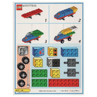 Visuel indicatif Rebrickable de Carte modèle de jeu de plateau créateur (bleu): voiture (Creator Board Game Model Card (Blue): Car)