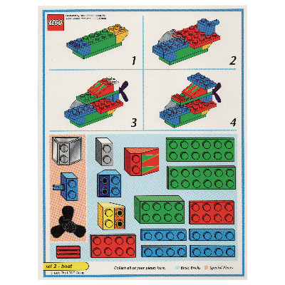 Visuel indicatif Rebrickable de Carte modèle de jeu de plateau créateur (bleu): Bateau (Creator Board Game Model Card (Blue): Boat)
