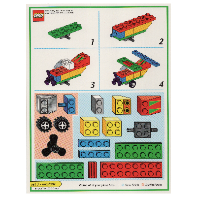 Visuel indicatif Rebrickable de Carte modèle de jeu de plateau créateur (vert): Avion (Creator Board Game Model Card (Green): Airplane)