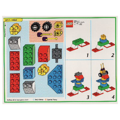 Visuel indicatif Rebrickable de Carte modèle de jeu de plateau créateur (vert): Robot (Creator Board Game Model Card (Green): Robot)