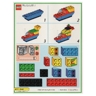 Visuel indicatif Rebrickable de Carte modèle de jeu de plateau créateur (vert): Bateau (Creator Board Game Model Card (Green): Boat)