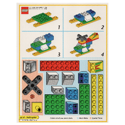 Visuel indicatif Rebrickable de Carte modèle de jeu de plateau créateur (jaune): hélicoptère (Creator Board Game Model Card (Yellow): Helicopter)
