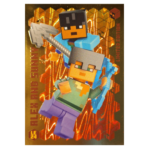 Visuel indicatif Rebrickable de Carte à collectionner, Minecraft série 3 sur le feu, carte d'or - alex et ensoleillé (Trading Card, Minecraft Series 3 On Fire, Gold Card - Alex and Sunny)