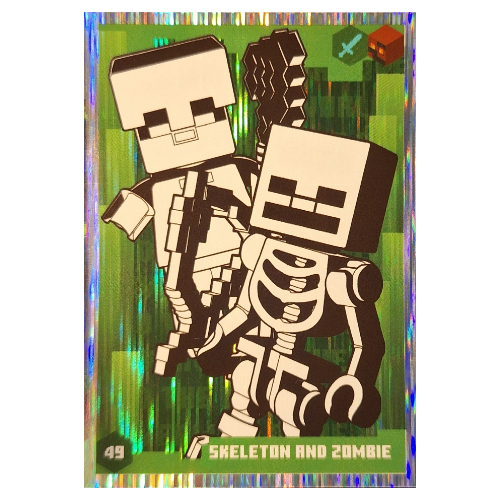 Visuel indicatif Rebrickable de Carte à collectionner, Minecraft série 3 sur le feu, carte standard - squelette et zombie (feuille) (Trading Card, Minecraft Series 3 On Fire, Standard Card - Skeleton and Zombie (Foil))