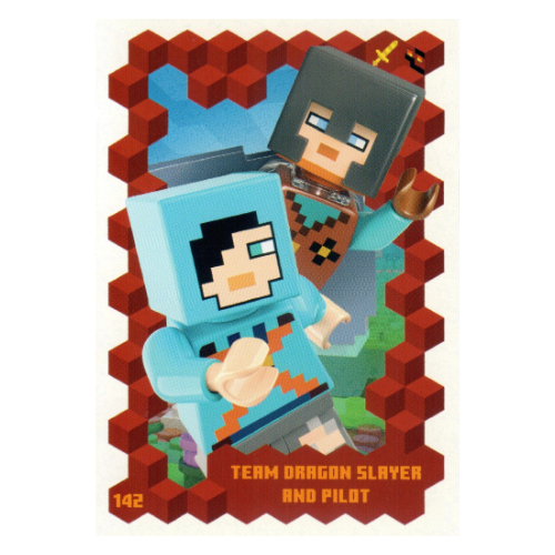 Visuel indicatif Rebrickable de Carte à collectionner, Minecraft série 3 sur le feu, carte standard - équipe dragon slayer et pilote (Trading Card, Minecraft Series 3 On Fire, Standard Card - Team Dragon Slayer and Pilot)