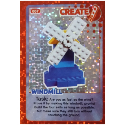 Visuel indicatif Rebrickable de Carte à collectionner, créer le monde - moulin à vent (feuille) (Trading Card, Create the World - Windmill (Foil))