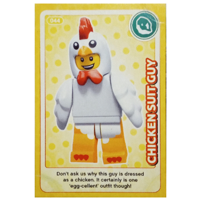 Visuel indicatif Rebrickable de Carte à collectionner, créer le monde - poulet costume guy (Trading Card, Create the World - Chicken Suit Guy)
