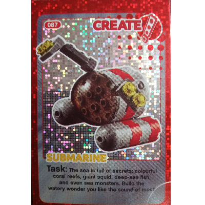 Visuel indicatif Rebrickable de Carte à collectionner, créer le monde - sous-marin (feuille) (Trading Card, Create The World - Submarine (foil))