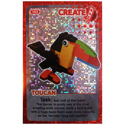 Visuel indicatif Rebrickable de Carte à collectionner, Créer le monde - Toucan (feuillet) (Trading Card, Create The World - Toucan (foil))