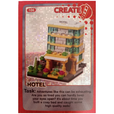 Visuel indicatif Rebrickable de Carte à collectionner, Créer le monde - Hôtel (feuillet) (Trading Card, Create The World - Hotel (foil))