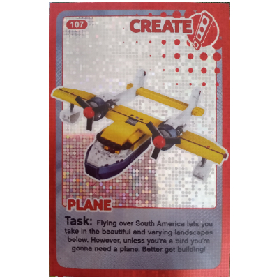 Visuel indicatif Rebrickable de Carte à collectionner, Créer le monde - Avion (feuille) (Trading Card, Create The World - Plane (foil))
