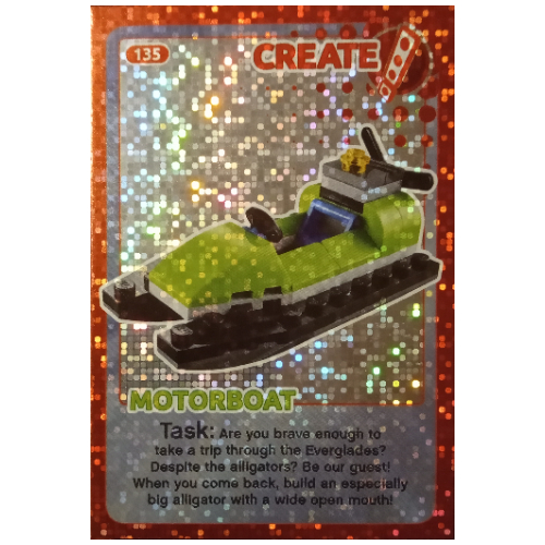Visuel indicatif Rebrickable de Carte à collectionner, Créer le monde - Bateau à moteur (feuille) (Trading Card, Create The World - Motorboat (foil))
