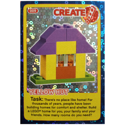 Visuel indicatif Rebrickable de Carte à collectionner, créer le monde des inventions incroyables - hutte jaune (feuille) (Trading Card, Create the World Incredible Inventions - Yellow Hut (foil))