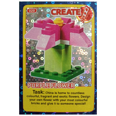 Visuel indicatif Rebrickable de Carte à collectionner, créer le monde Inventions incroyables - Fleur pourpre (feuille) (Trading Card, Create the World Incredible Inventions - Purple Flower (foil))