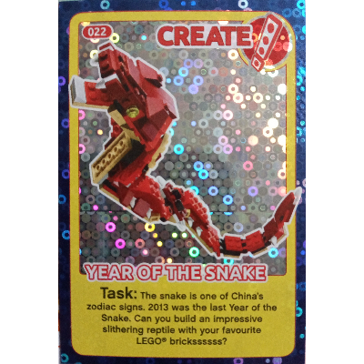 Visuel indicatif Rebrickable de Carte à collectionner, créer le monde Inventions incroyables - Année du Serpent (Trading Card, Create the World Incredible Inventions - Year Of The Snake)