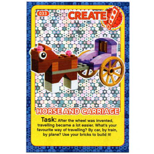 Visuel indicatif Rebrickable de Carte à collectionner, créer le monde des inventions incroyables - cheval et calèche (feuille) (Trading Card, Create the World Incredible Inventions - Horse and Carriage (Foil))