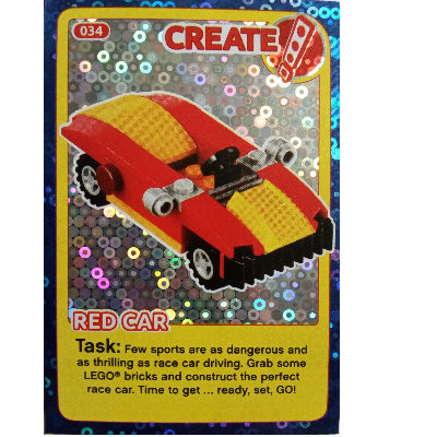 Visuel indicatif Rebrickable de Carte à collectionner, créer le monde Inventions incroyables - voiture rouge (feuille) (Trading Card, Create the World Incredible Inventions - Red Car (foil))