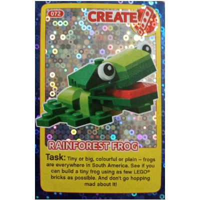 Visuel indicatif Rebrickable de Carte à collectionner, créer le monde des inventions incroyables - grenouille de la forêt tropicale (métallisé) (Trading Card, Create the World Incredible Inventions - Rainforest Frog (foil))