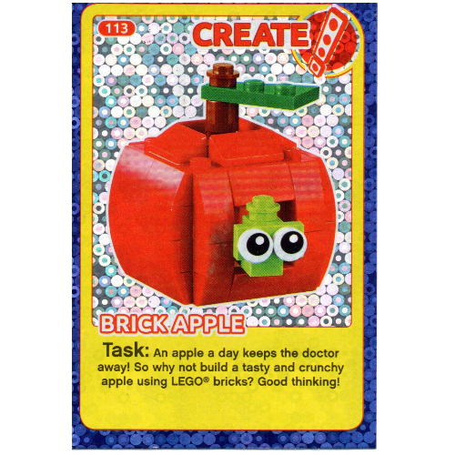 Visuel indicatif Rebrickable de Carte à collectionner, créer le monde des inventions incroyables - brique pomme (feuille) (Trading Card, Create the World Incredible Inventions - Brick Apple (Foil))