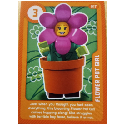 Visuel indicatif Rebrickable de Carte à collectionner, créer le monde vivant étonnamment - fille de pot de fleur (Trading Card, Create the World Living Amazingly - Flower Pot Girl)