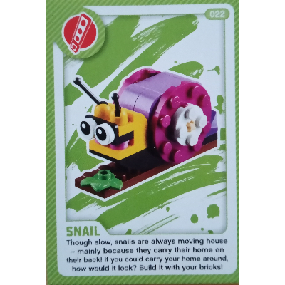 Visuel indicatif Rebrickable de Carte à collectionner, créer le monde vivant étonnamment - escargot (Trading Card, Create the World Living Amazingly - Snail)