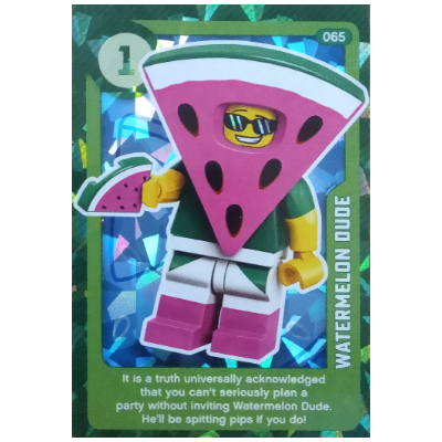 Visuel indicatif Rebrickable de Carte à collectionner, créer le monde vivre incroyablement - mec pastèque (feuille) (Trading Card, Create the World Living Amazingly - Watermelon Dude (Foil))