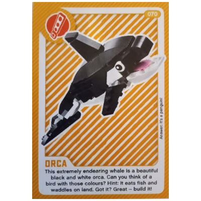 Visuel indicatif Rebrickable de Carte à collectionner, créer le monde vivant étonnamment - Orca (Trading Card, Create the World Living Amazingly - Orca)