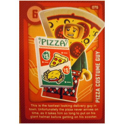 Visuel indicatif Rebrickable de Carte à collectionner, créer le monde vivant étonnamment - Costume de pizza Guy (Trading Card, Create the World Living Amazingly - Pizza Costume Guy)