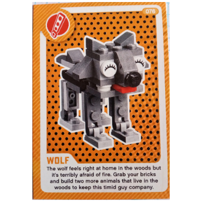 Visuel indicatif Rebrickable de Carte à collectionner, créer le monde vivant étonnamment - loup (Trading Card, Create the World Living Amazingly - Wolf)