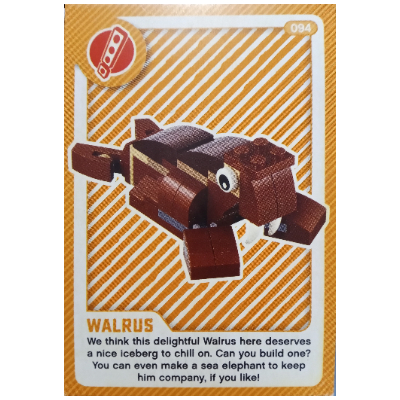 Visuel indicatif Rebrickable de Carte à collectionner, créer le monde vivre incroyablement - morse (Trading Card, Create The World Living Amazingly - Walrus)